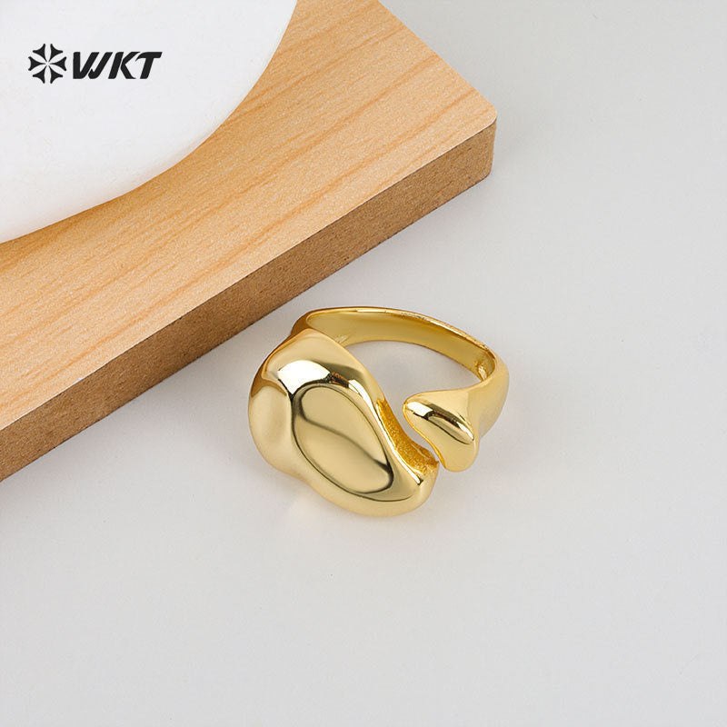 WT-RF013 Unique Features Simple Design Yellow Brass In 18k Gold Plated Men And Women Metal Irregular Rings For Party Jewelry