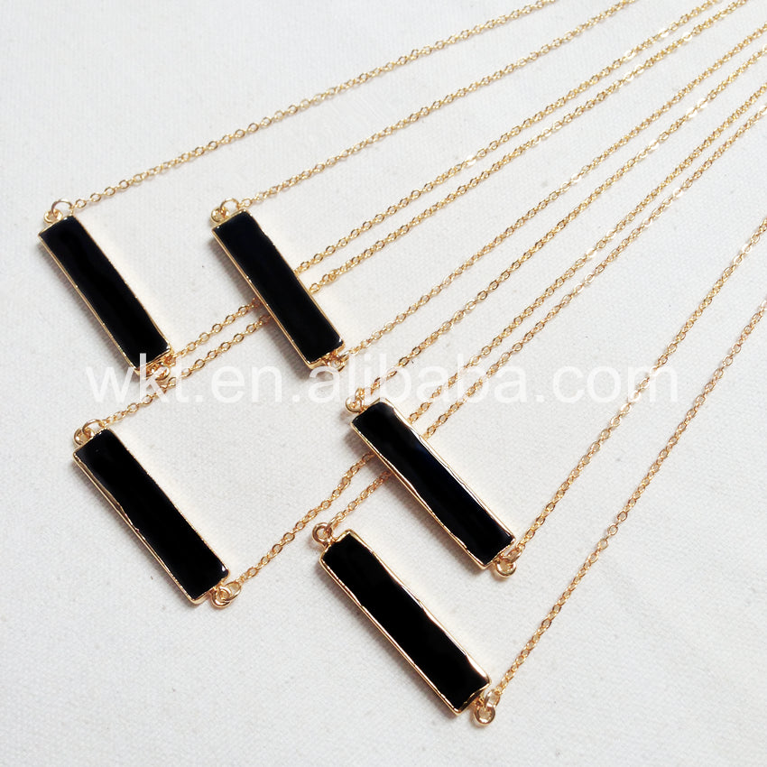 WT-N719 WKT Wholesale Fashion Style Rectangle Shape Necklace Generous Black Agate Necklace