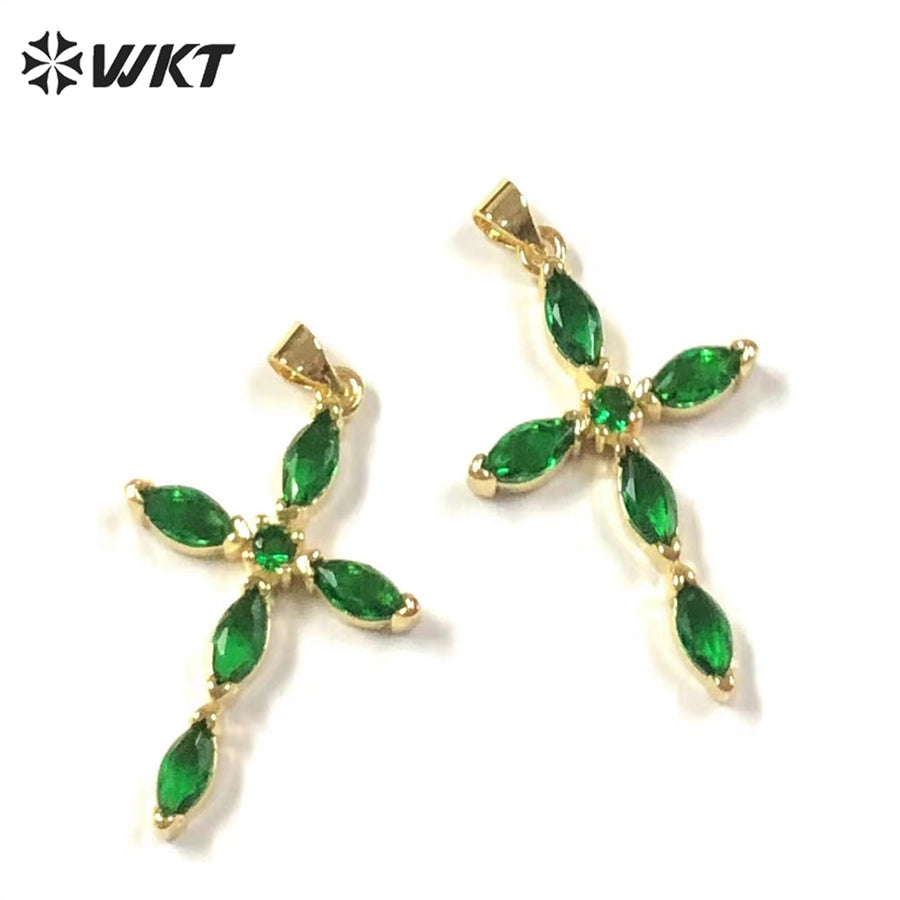 WT-MP245 Elegant Temperament Pendant Cross Water Drop Pendant Texture Jewelry Necklace Accessories Cubic Zircon Pendant