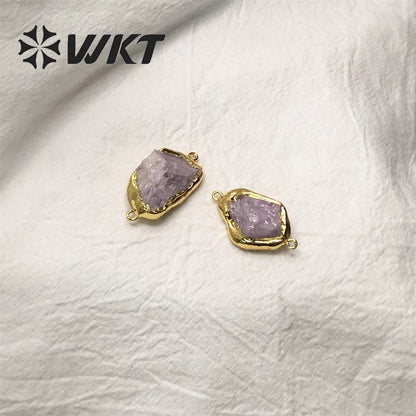 WT-C302 Best High Quality Yellow Crystal Spodumene Blue Apatite Pendant Stone Connector Beauty for Women As a Gift always Nice