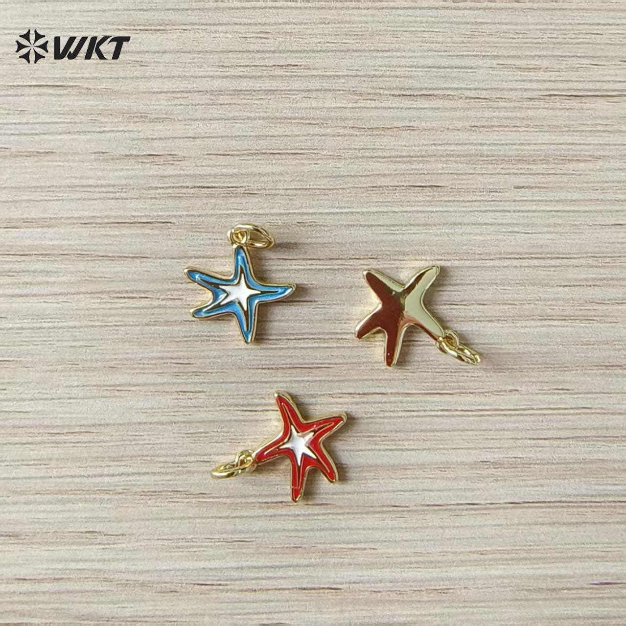 WT-MP323 New Sales Ocean Series 18K Gold Plated Yellow Brass Metal Starfish Shape Charms Pendant For DIY Jewelry Accessories
