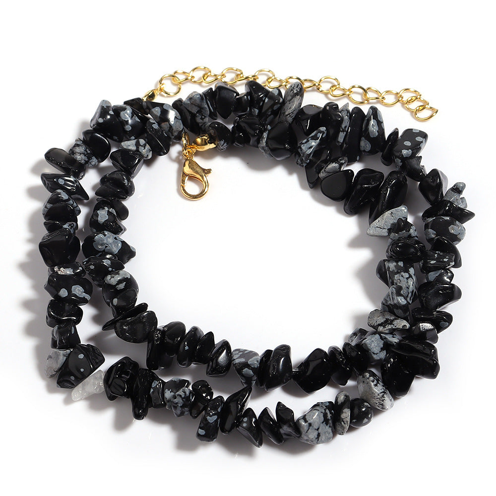 WT-N1438 45cm+5cm Extend Chain Long Gemstone Casual Long Statement Necklace Natural Chips Stone Necklace