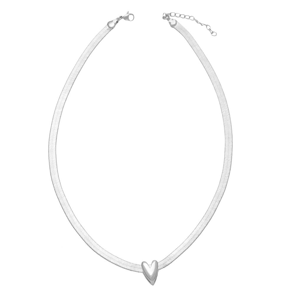 WT-JFN24 WKT Hot Sale Classical and Simple Design Heart Shape Brass and Silver Lady Neckalce 18k Gold Plated Jewelry Ornament