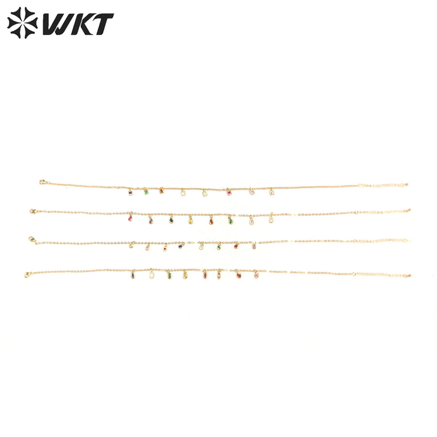 WT-BFN028 WKT Popular Trendy Fashion Sexy Choker Necklace for Women Shiny Cubic Zircon Luxury Necklace Jewelry Gift