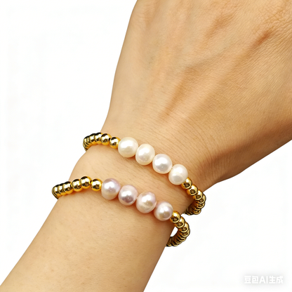 WT-B349 Simple Bracelets With Natural Pearl Bracelets for Women Wholesale Gold Beads Bracelets