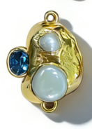 WT-PC023 New Arrival 18K Gold Plated Pearl And Various Colors Zircon Connector With Double Hoops For Women Bracelets Making