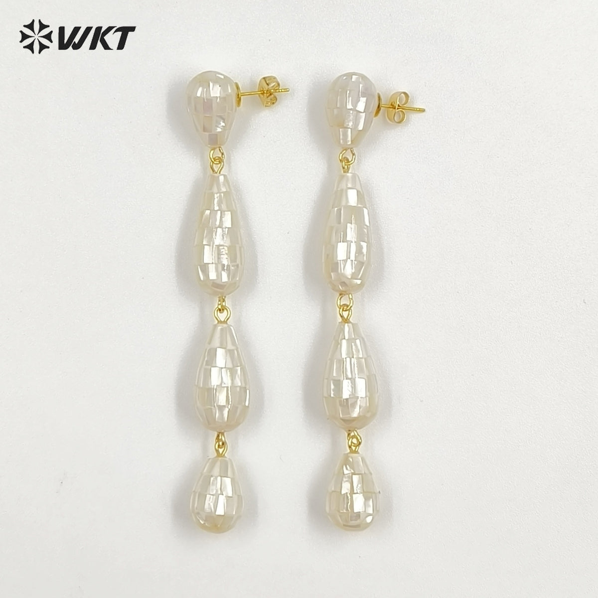 WT-MPE189 Amazing Gorgeous Natural White And Abalone Shell Gold Long Earrings For Female Party Wearing Jewelry Accessory