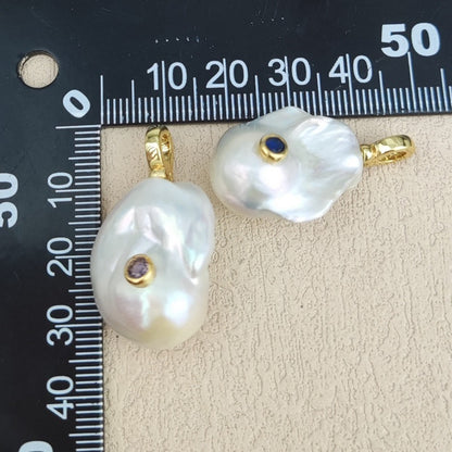 WT-JP529 Good Qualify Colorful Zircon And Natural Pearl Gold Pendant For Women Elegant Fashion Style Earrings Jewelry Making