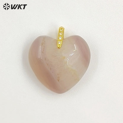 WT-P2125 Gorgeous Fashion Colorful Natural Gemstones Heart Shape Gold Pendants For Female Romantic Necklace Making Design