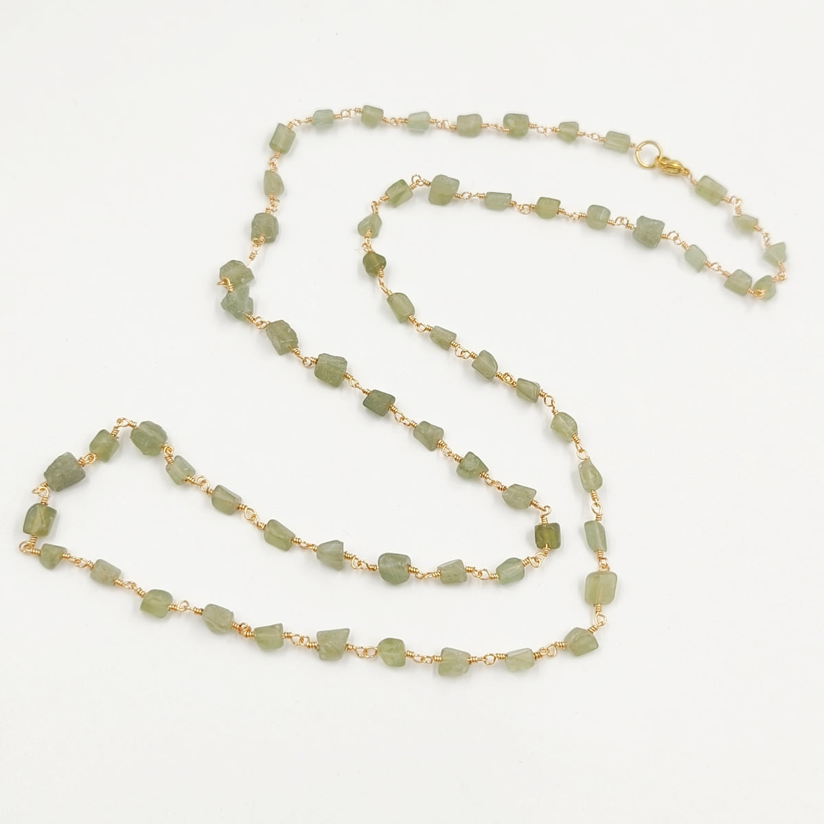 WT-N1433 Handmade Natural Stone Beads Chain 18k Yellow Gold Beads Necklace Gemstone Statement Necklace