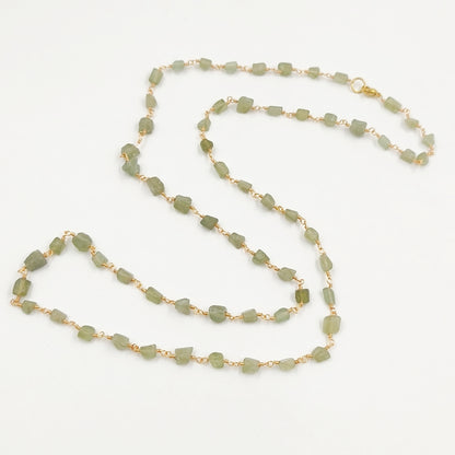 WT-N1433 Handmade Natural Stone Beads Chain 18k Yellow Gold Beads Necklace Gemstone Statement Necklace