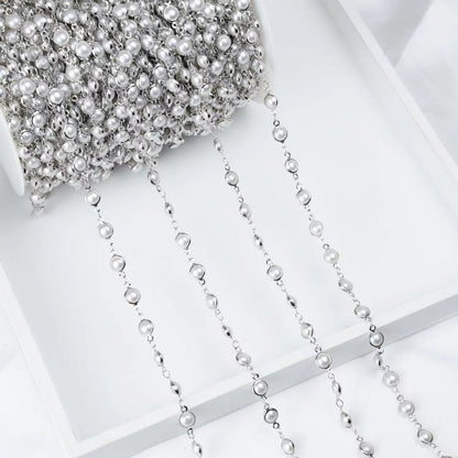 WT-RBC220 Amazing Unique Artificial Pearl Beads Jewelry Chain Women DIY Handmade Round Beads Necklace Chain in 5 Meters