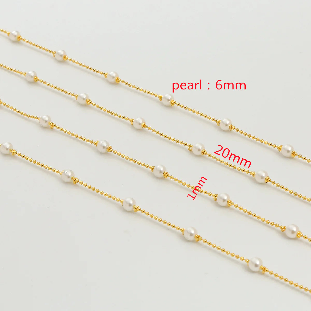 WT-RBC234 Newest 18K Gold Plated Tiny Round Ball White Artificial Pearl Beads Fashion Women Chain Jewelry Findings