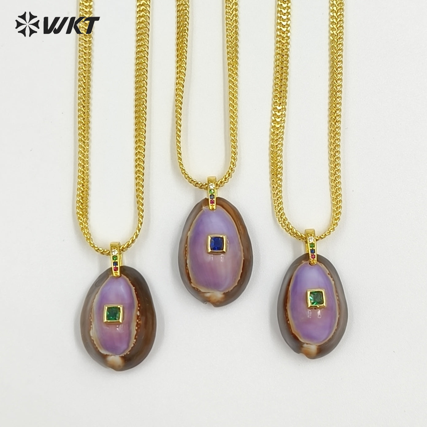 WT-JN386 Newest Minimalism Gold Electroplated Chain With Snow Mountain Cowrie Shell Pendant Necklace For Girl Summer Wearing