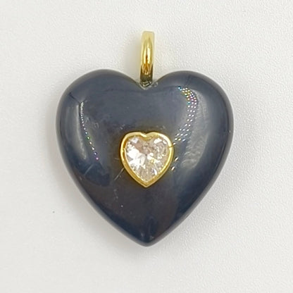 WT-P2059 Factory Wholesale Gold Zircon And Natural Gemstones Heart Shape Pendants As Girls Romantic Jewelry Decorations