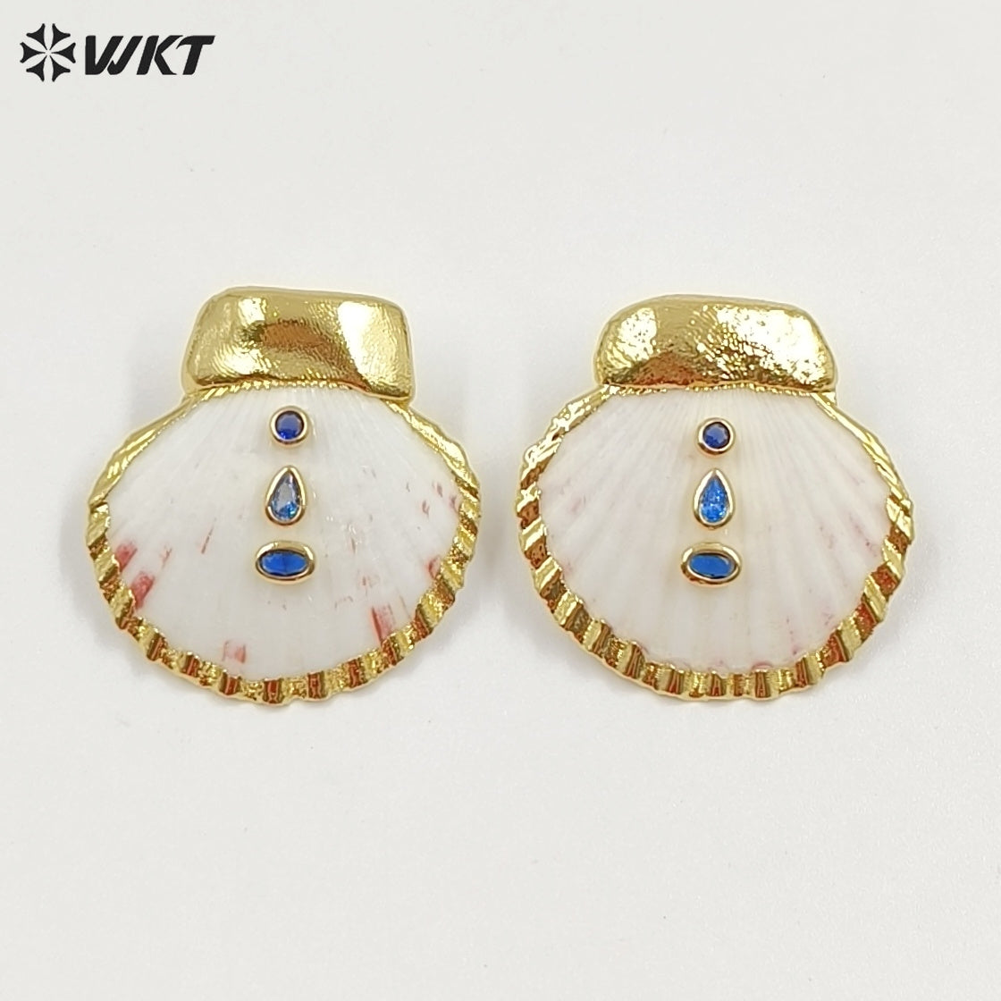 WT-MPE187 High Quality Trendy Gold Electroplated Natural Scallop Shell Earrings For Women Beach Vacation Matching Jewelry