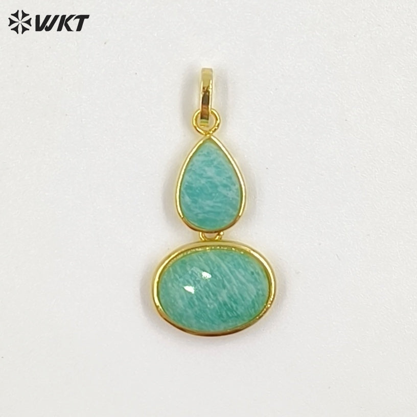WT-P2128 Delicate 18K Gold Plated Various Natural Gemstones Gourd Shape Charms Pendants For Lady Necklace Making Decorative