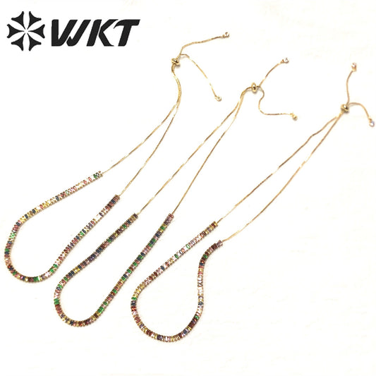 WT-JFN04 Beautiful Touching Jewelry so Colorful Lovely Natural Stone Cubic Zircon Necklace Brilliant Party Dressing for Girl