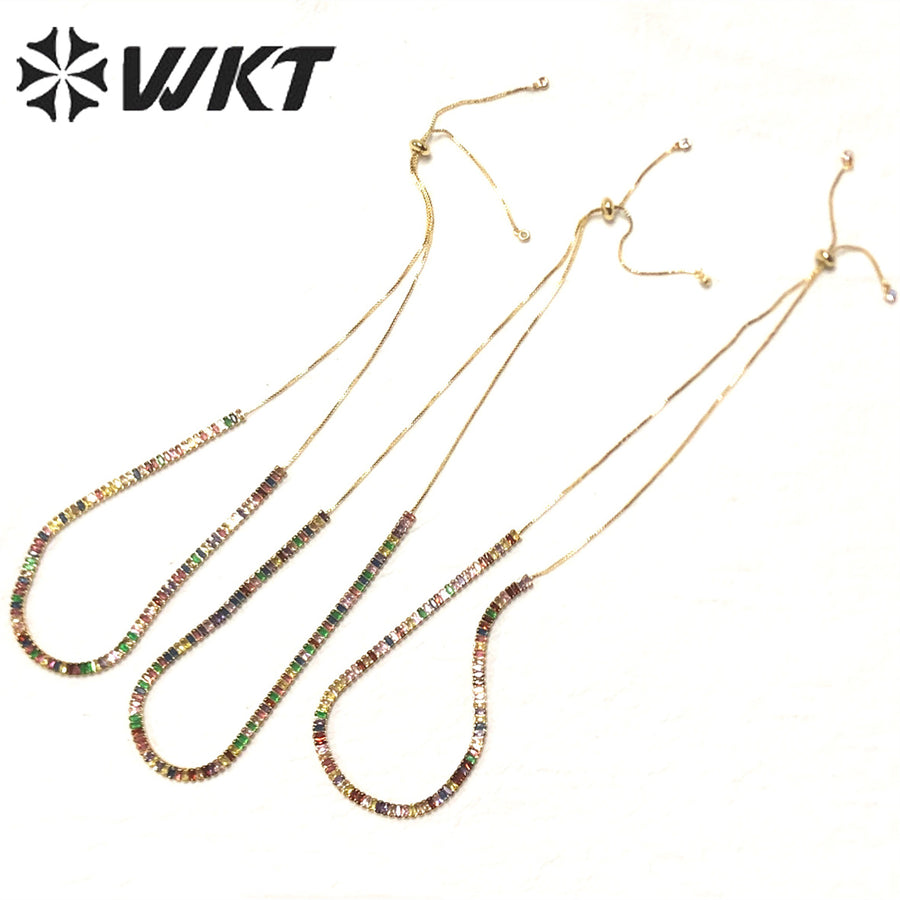 WT-JFN04 Beautiful Touching Jewelry so Colorful Lovely Natural Stone Cubic Zircon Necklace Brilliant Party Dressing for Girl