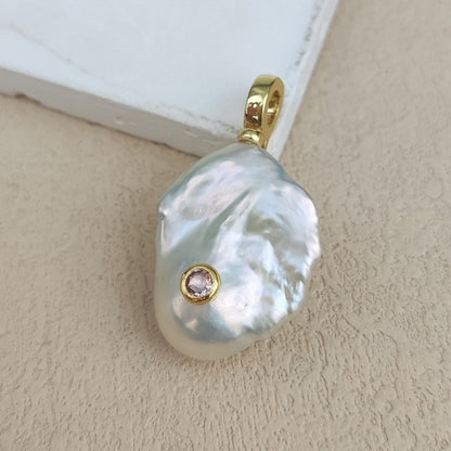 WT-JP529 Good Qualify Colorful Zircon And Natural Pearl Gold Pendant For Women Elegant Fashion Style Earrings Jewelry Making