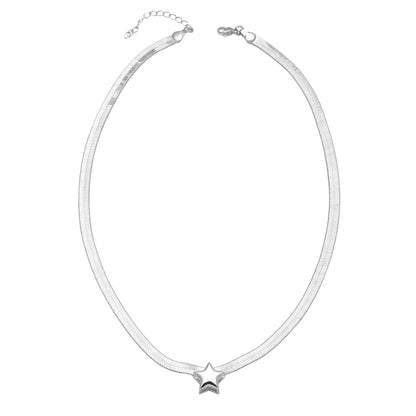 WT-JFN23 WKT Design Beautiful and Classical Style Star Shape Brass and Silver 18K Gold Plated Metal Necklace for Anniversity