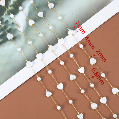 WT-STS021 Good Quality Natural Shell Heart Star Round Shape Stainless Steel Jewelry Chain As Handmade Necklace Accessory