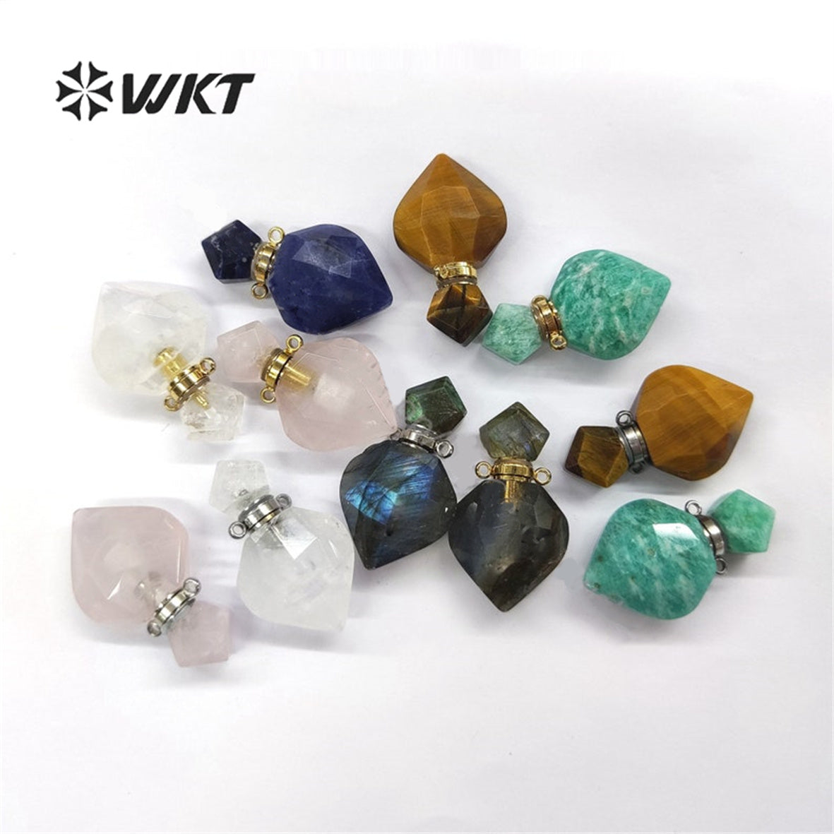 WT-P1756 WKT Mysterious and Elegant Jewelry Natural Stone Perfume Bottle Pendant Nice for Lady for Party As a Gift