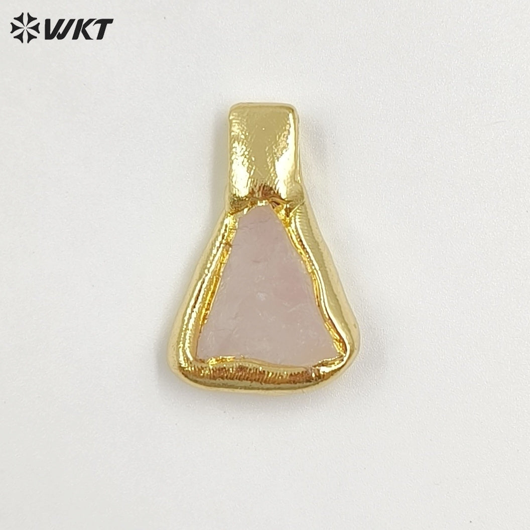 WT-P2035 Delicate Gold Plated Natural Quartz And Turquoise Irregular Little Stone Pendant For DIY Making Friend Gift Jewelry