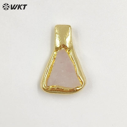 WT-P2035 Delicate Gold Plated Natural Quartz And Turquoise Irregular Little Stone Pendant For DIY Making Friend Gift Jewelry