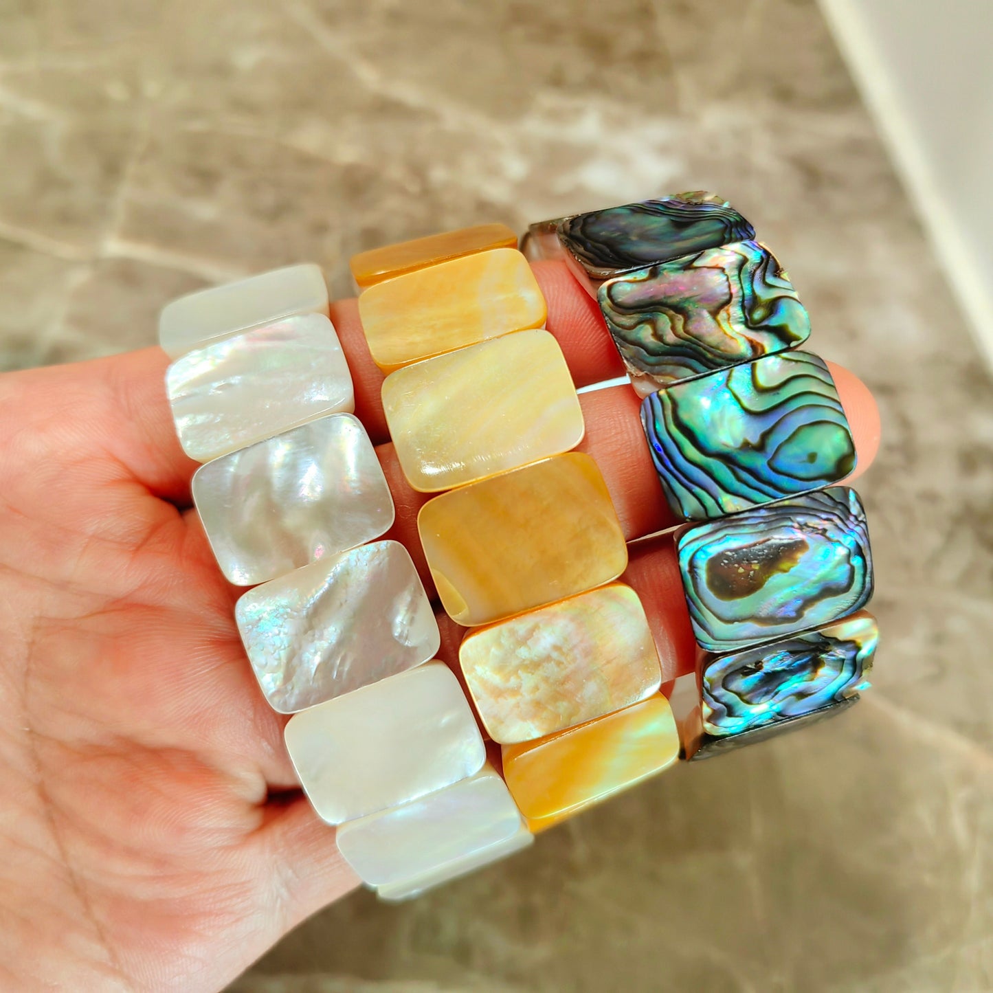 MPB136 Wonderful Design Vintage Style Natural White Yellow And Abalone Shell Bracelets For Men Women Daily Wearing Jewelry