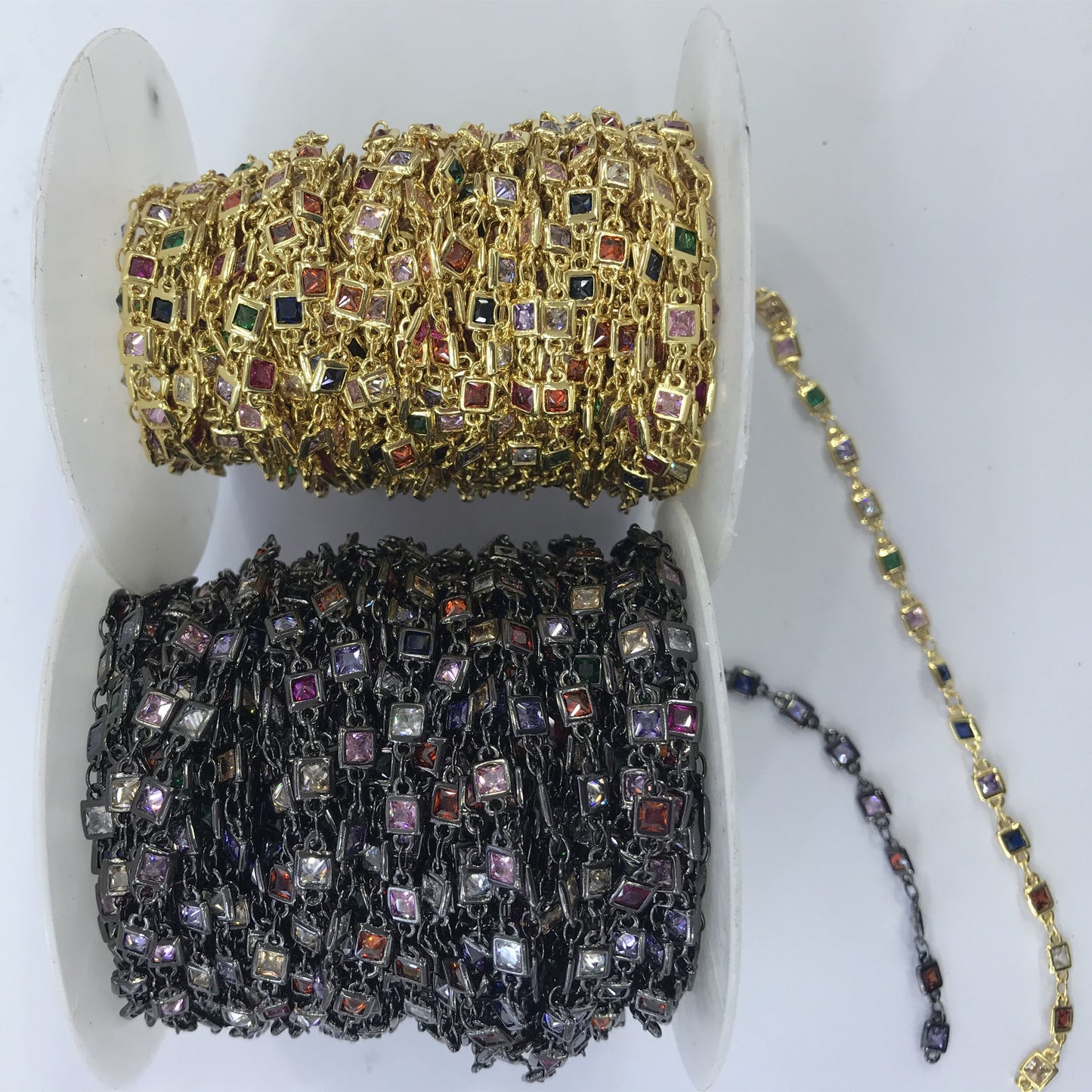WT-BC130 Wholesale Cubic Zircon Chain Real Gold Plated Chain Resist Tarniahable Fashion Jewelry Making Cubic Zircon Chain