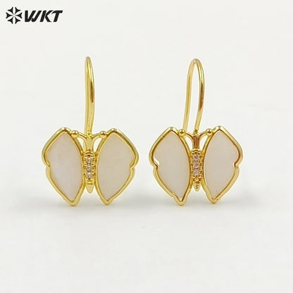 WT-E825 Exquisite Fashion Gold Plated Natural Gemstones Butterfly Shape Little Earrings As Lady Lovely Elegant Jewelry