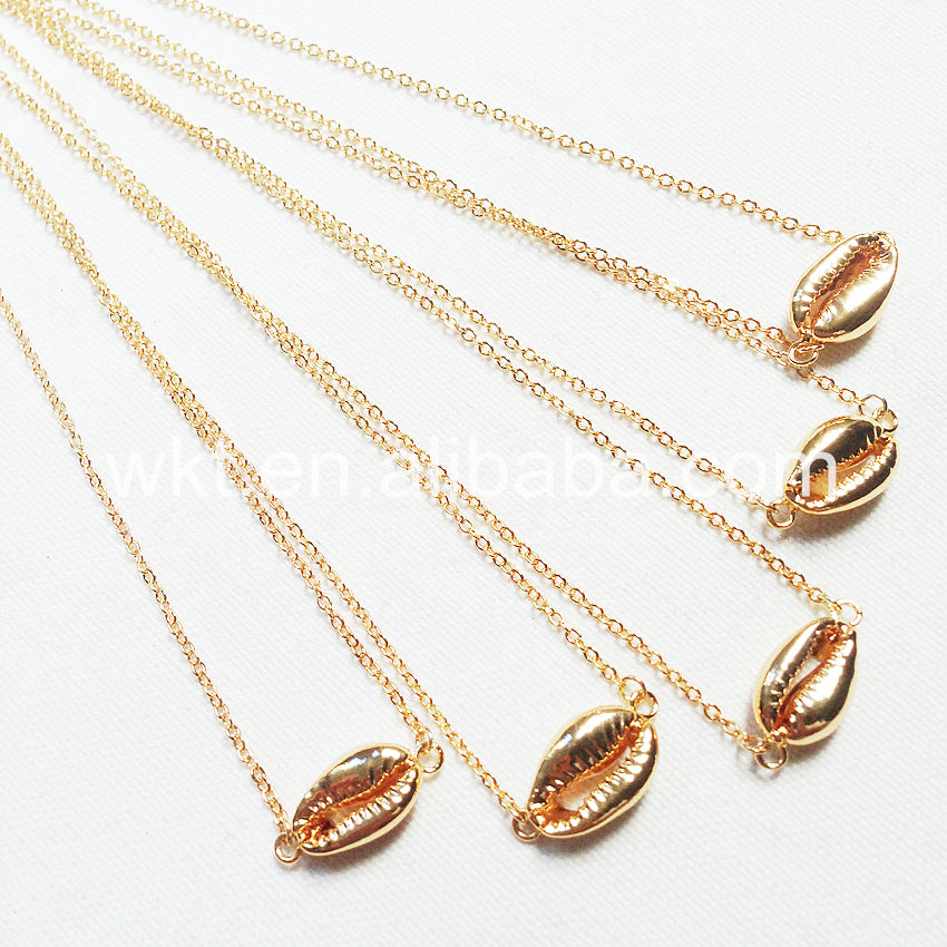 WT-JN016 Wholesale Lovely Charming Silver Plated Cowrie Shell Necklace Fashion Small Connector Shell Necklace