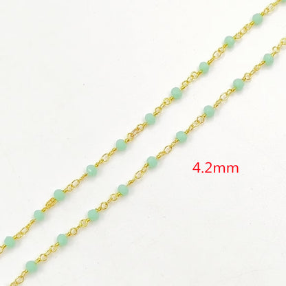WT-BFN042 Wholesale 3mm Faceted Natural Gemstone Beads Necklace 16inch Long Resist Tarnishable Chain Necklace in 18k Gold Plated