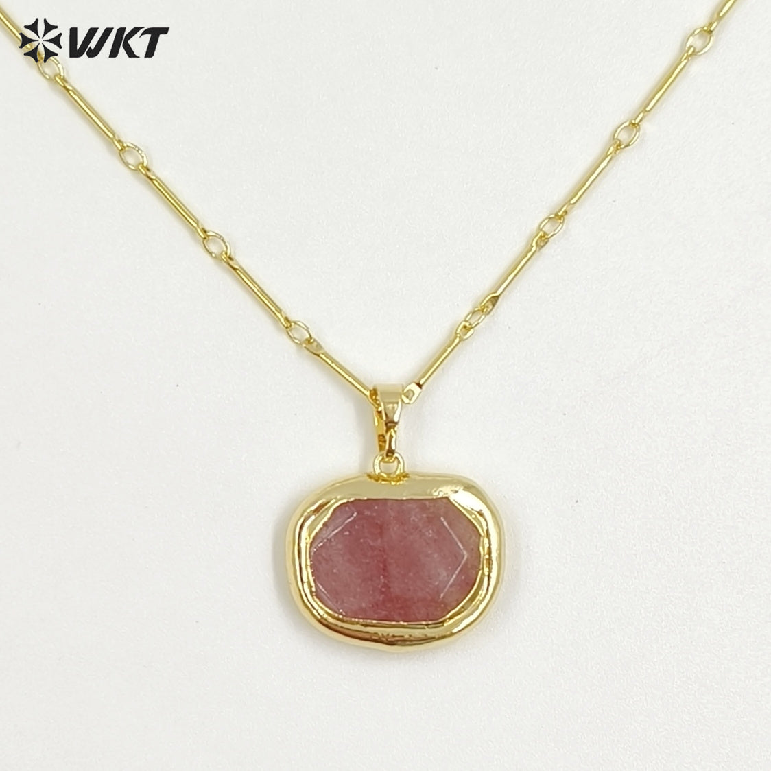 WT-N1184 Newest Natural Amethyst Pendant Necklace Amazonite Pendant Necklace Women Stylish Natural Strawberry Quartz Necklace