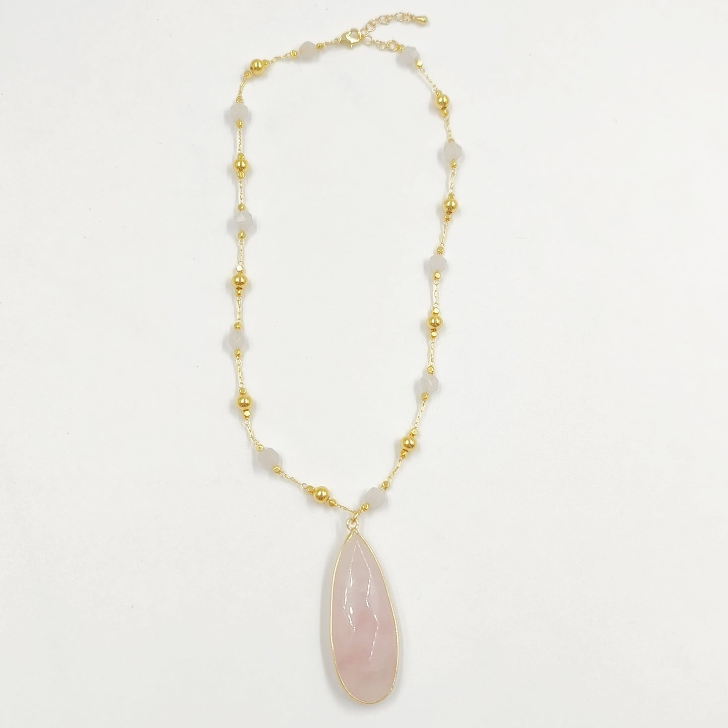 WT-N1434 Handmade Wire Wrapped Rosary Beads Trendy Romantic Chain Necklace Gemstone Casual Long Statement Necklace