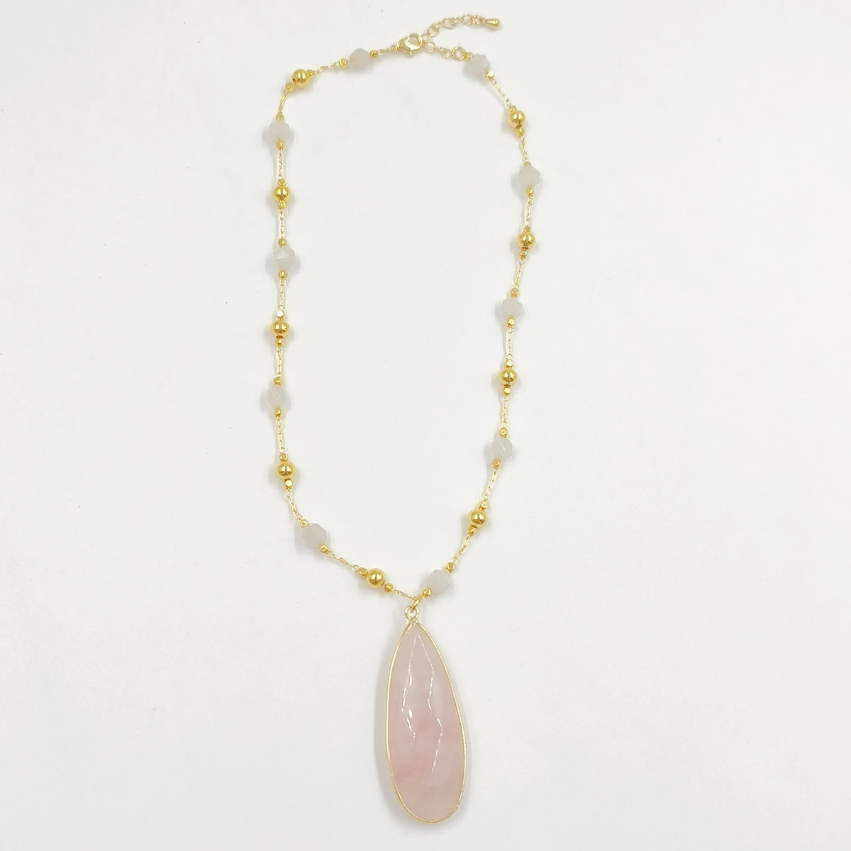 WT-N1434 Handmade Wire Wrapped Rosary Beads Trendy Romantic Chain Necklace Gemstone Casual Long Statement Necklace