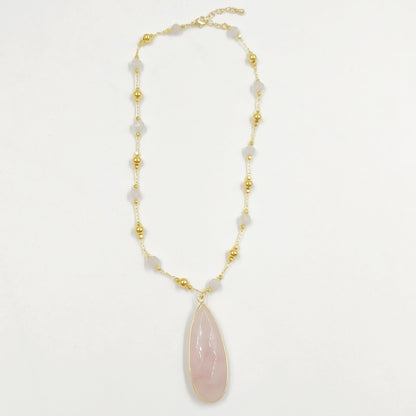 WT-N1434 Handmade Wire Wrapped Rosary Beads Trendy Romantic Chain Necklace Gemstone Casual Long Statement Necklace