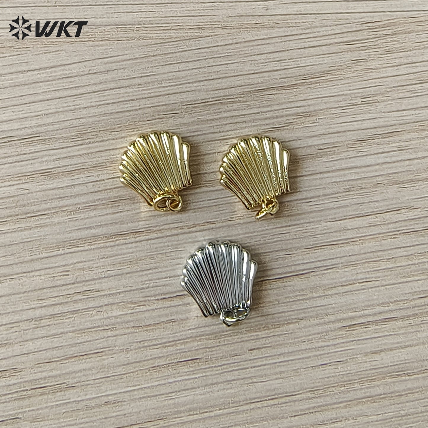 WT-MP321 Wholesale Ocean Series Multi Colors Gold Plated Metal Shell Shape Little Charms Pendant For Necklace Earrings Making