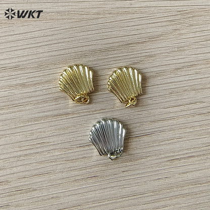 WT-MP321 Wholesale Ocean Series Multi Colors Gold Plated Metal Shell Shape Little Charms Pendant For Necklace Earrings Making