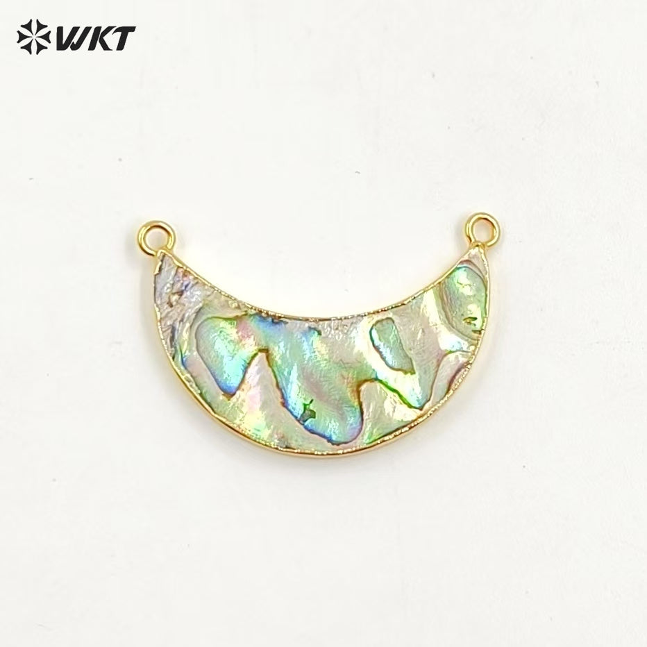 WT-JP304 European and American Style 18k Golg Plated Abalone Crescent Pendant for Bracelet Necklace Natural Shell Pendant