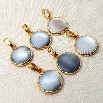 WT-P967 Charm Design 15mm Round Pearl Pendant with 24k Gold Plated,High Quality Pearl Pendant with Black Color Pearl Jewelry