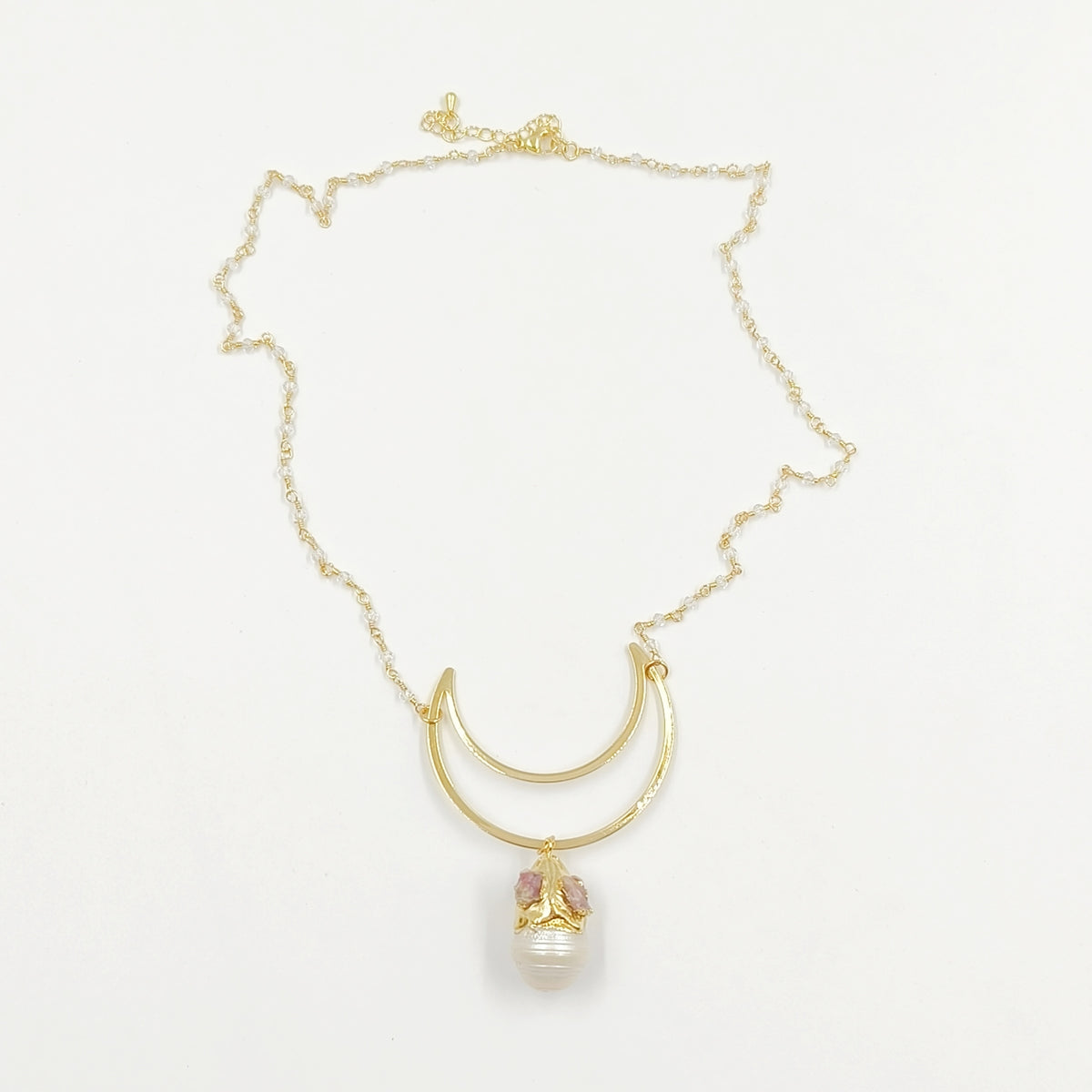 WT-JN244 Wholesale Vintage Baroque Pearl Trendy Stone 18k Chain Gold Plated Exquisite High Quality Pendant Beads Necklace
