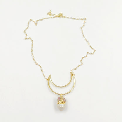 WT-JN244 Wholesale Vintage Baroque Pearl Trendy Stone 18k Chain Gold Plated Exquisite High Quality Pendant Beads Necklace