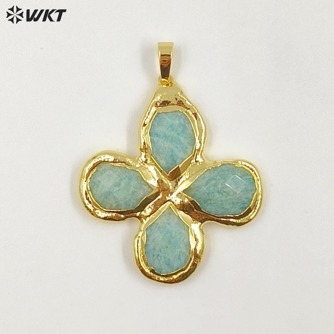 WT-P2055 Popular Sale 18K Gold Plated Tiger Eye Natural Gemstones Cross Pendants For Trendy Necklace Making Accessories