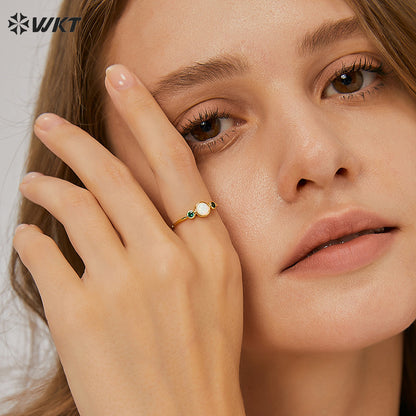 WT-MR035 Green Tiny Zircon and Beautiful Opal Stone Ring Four Size to Choose Women Perfect Match Fine Accessory