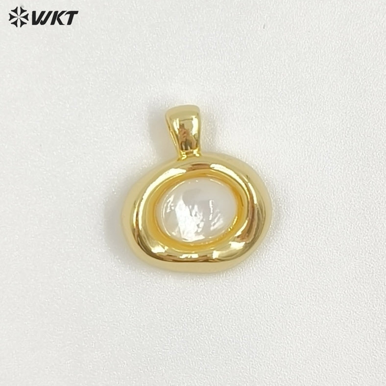 WT-P2030 High Quality 18K Gold Electroplated Tiger Eye Natural Gemstones Cute Little Round Pendant For Earrings Necklace DIY