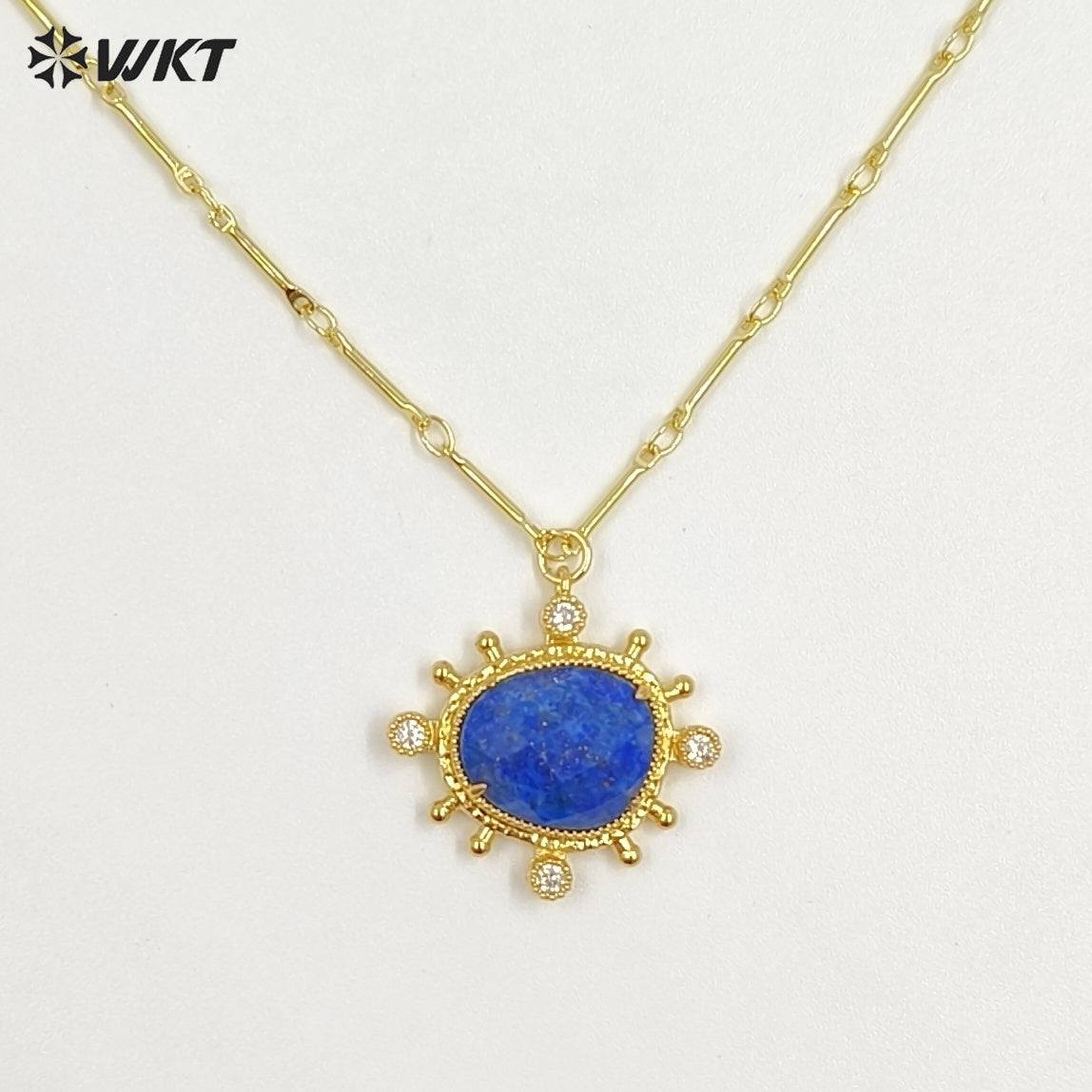 WT-N1526 Wholesale Delicate Gold Plated Various Natural Gemstones Pendant Necklaces For Female Daily Decorative Jewelry