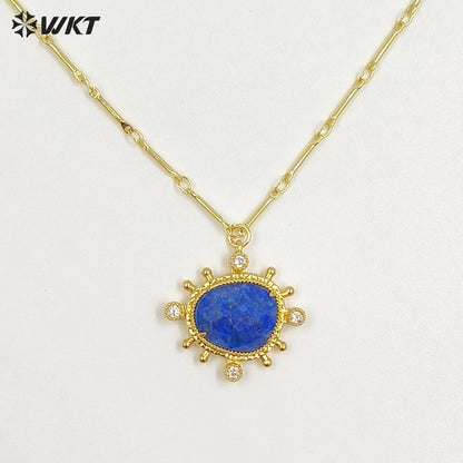 WT-N1526 Wholesale Delicate Gold Plated Various Natural Gemstones Pendant Necklaces For Female Daily Decorative Jewelry