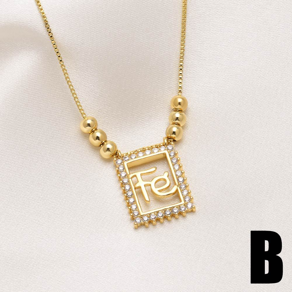 WT-JFN61 Wholesale Exquisite 18K Gold Plated Brass And Zircon Cross Heart Pattern Rectangle Pendant Necklace For Female Gifts